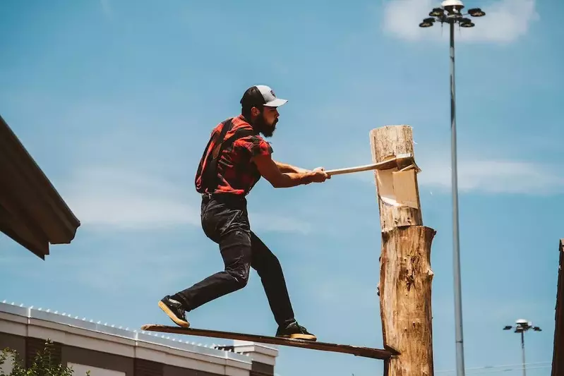 Springboard chop at Lumberjack Feud in Pigeon Forge