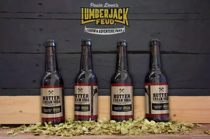 Paula Deen's Lumberjack Feud Butter Cream Soda bottles