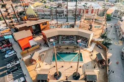 aerial view of lumberjack show