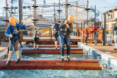 log roll at the Lumberjack Feud Adventure Park